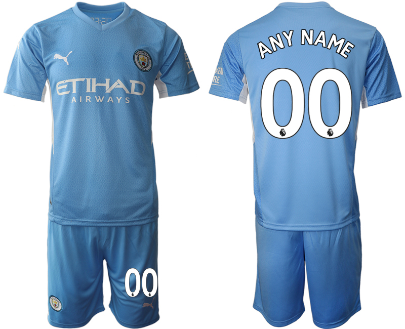 Men 2021-2022 Club Manchester City home Light blue customized Soccer Jersey